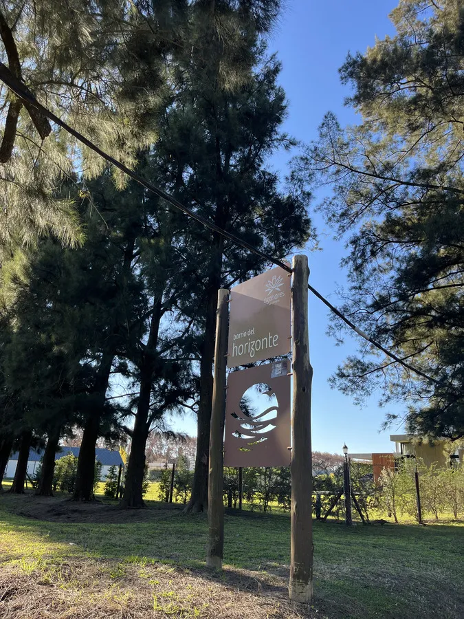 Tótem de madera del barrio junto a las canchas